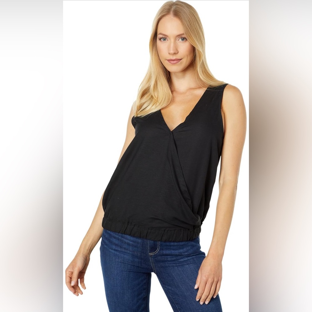 NWT SPLENDID Black Linen Rayon Blend Canyon Cross Tank Sleeveless TOP Size Small